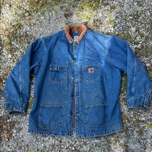 Carhartt vintage workwear denim blanket lined chore jacket